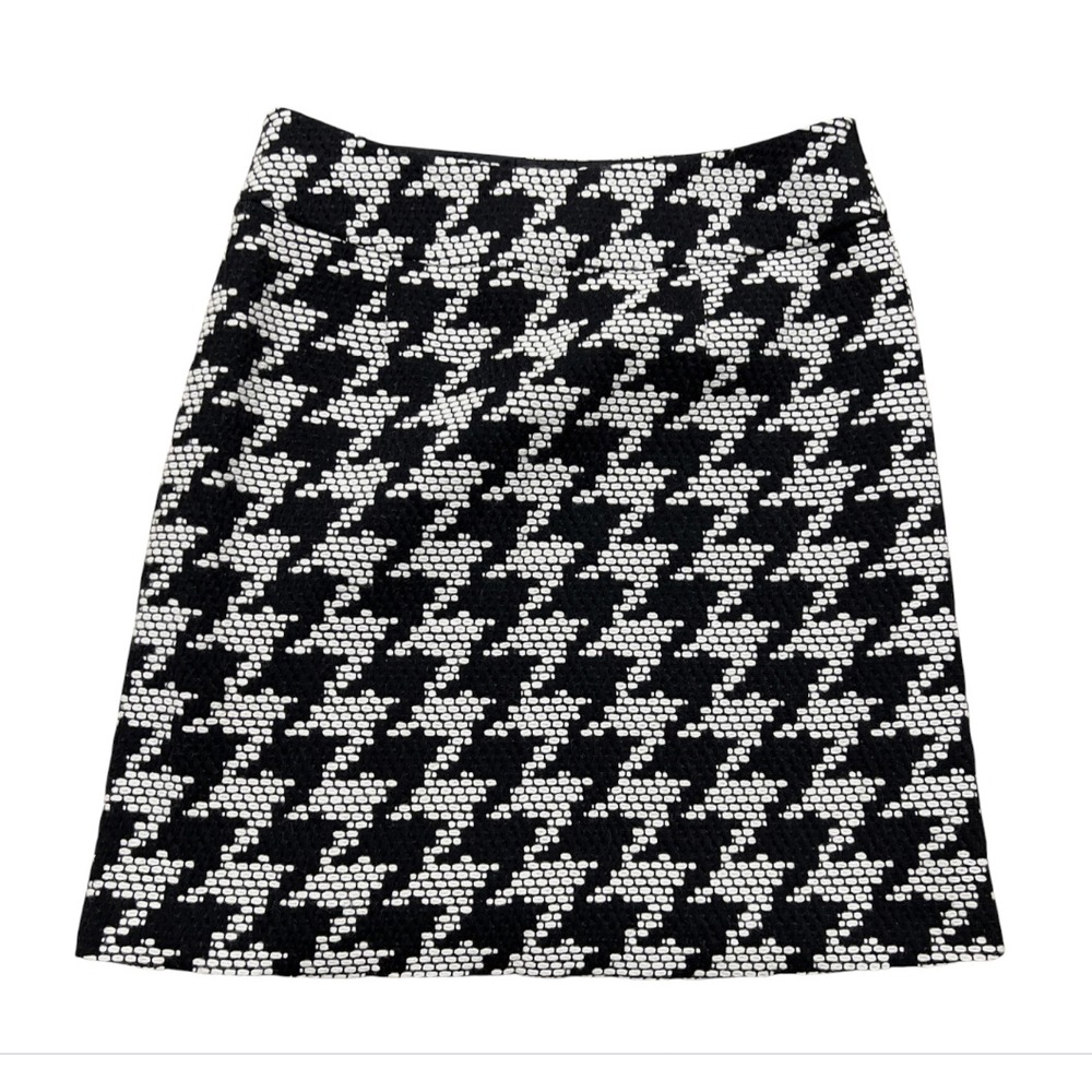TALBOTS Side Zip Pencil Skirt BLACK/WHITE HOUNDSTOOTH Soft Italian Wool Blend 6